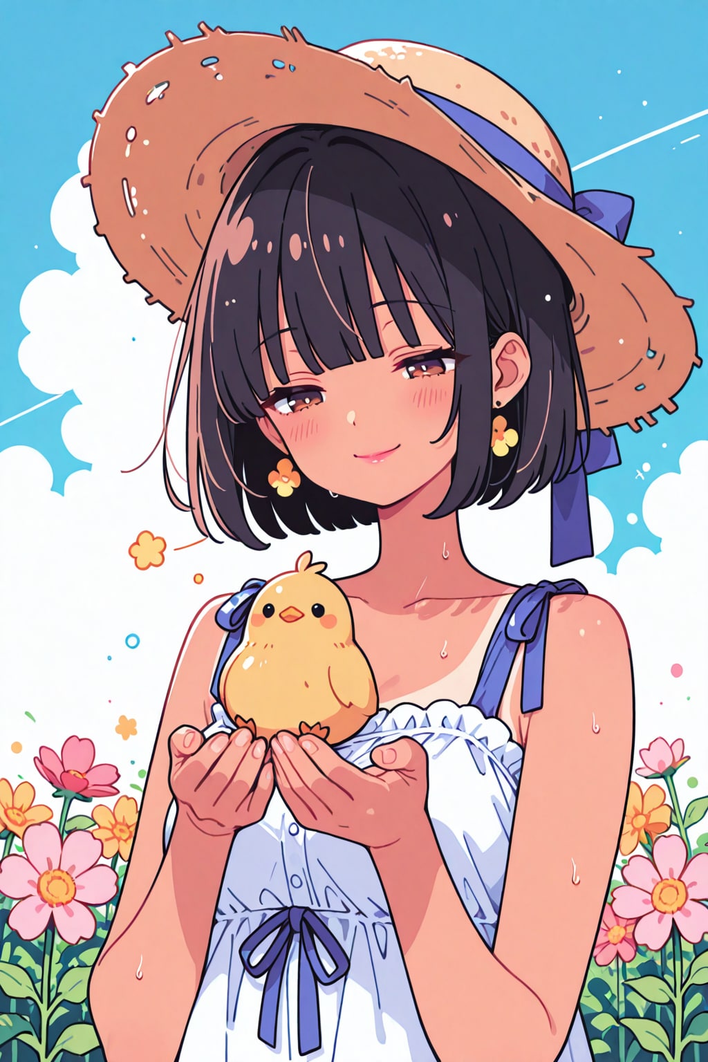 女の子とひよこ　その２ | の人気AIイラスト・グラビア