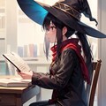 図書館で本を読む魔女 2枚目