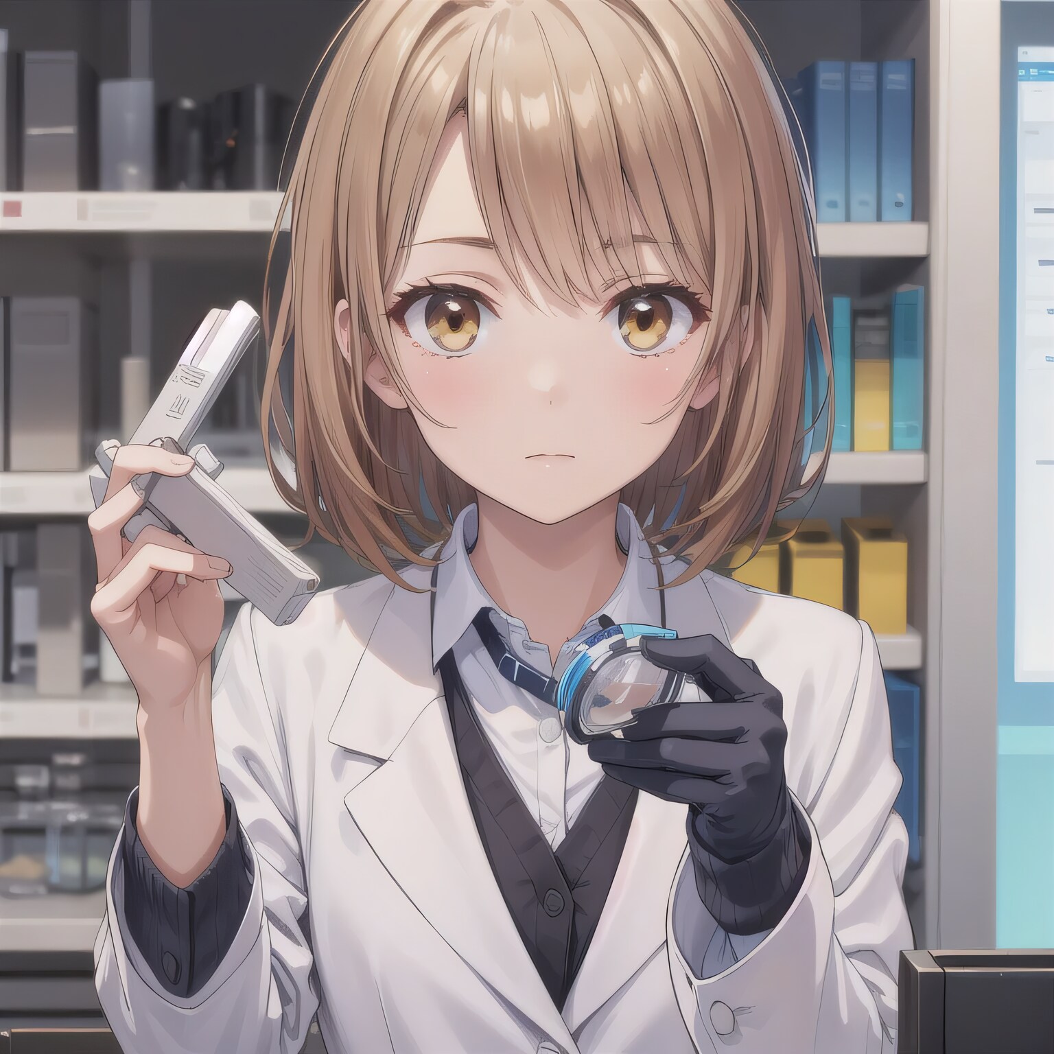 茶髪ボブで白衣の少女１１ | の人気AIイラスト・グラビア