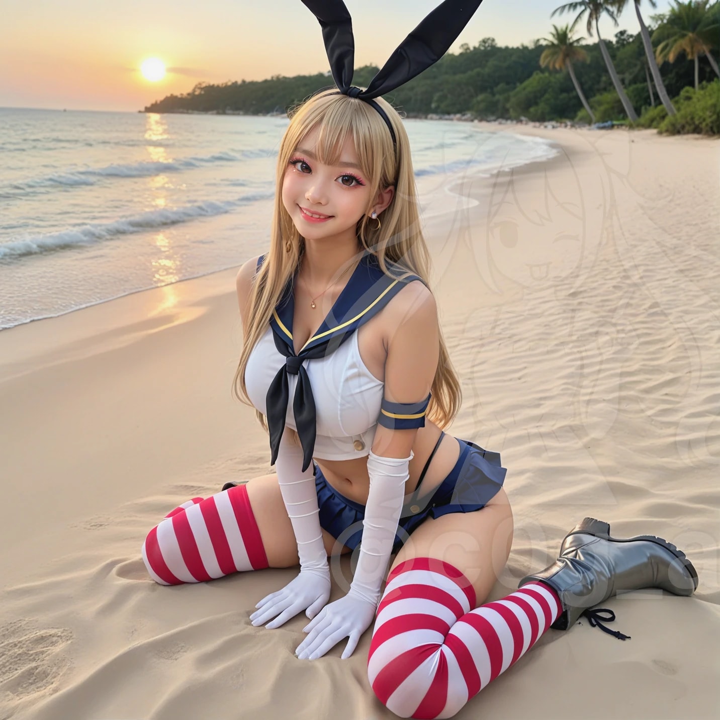 ビーチでしまかぜコス撮影会モデルの夏姫