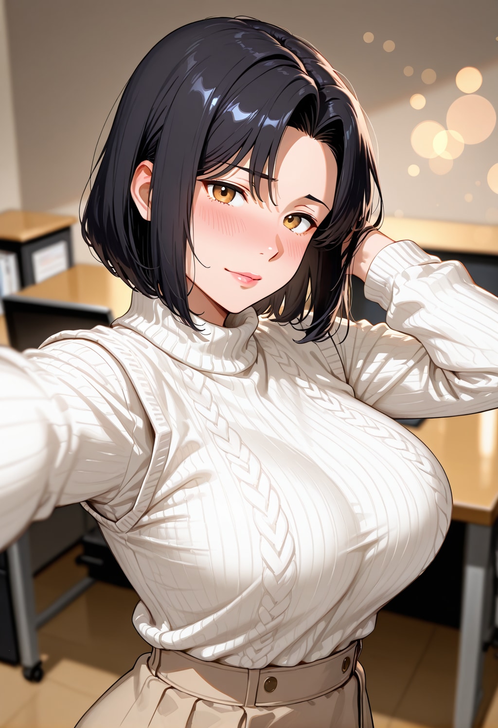 仕事中に自撮りを送ってくる女上司 | の人気AIイラスト・グラビア