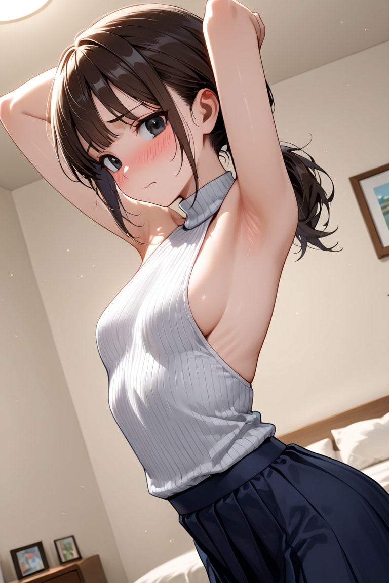 セーターの横乳