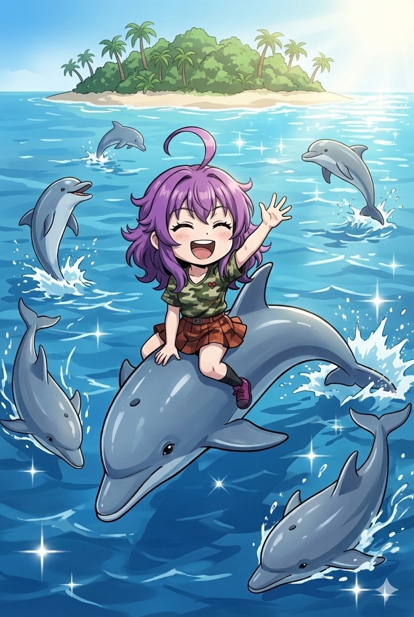 無人島を脱出する紫髪ちゃん | の人気AIイラスト・グラビア