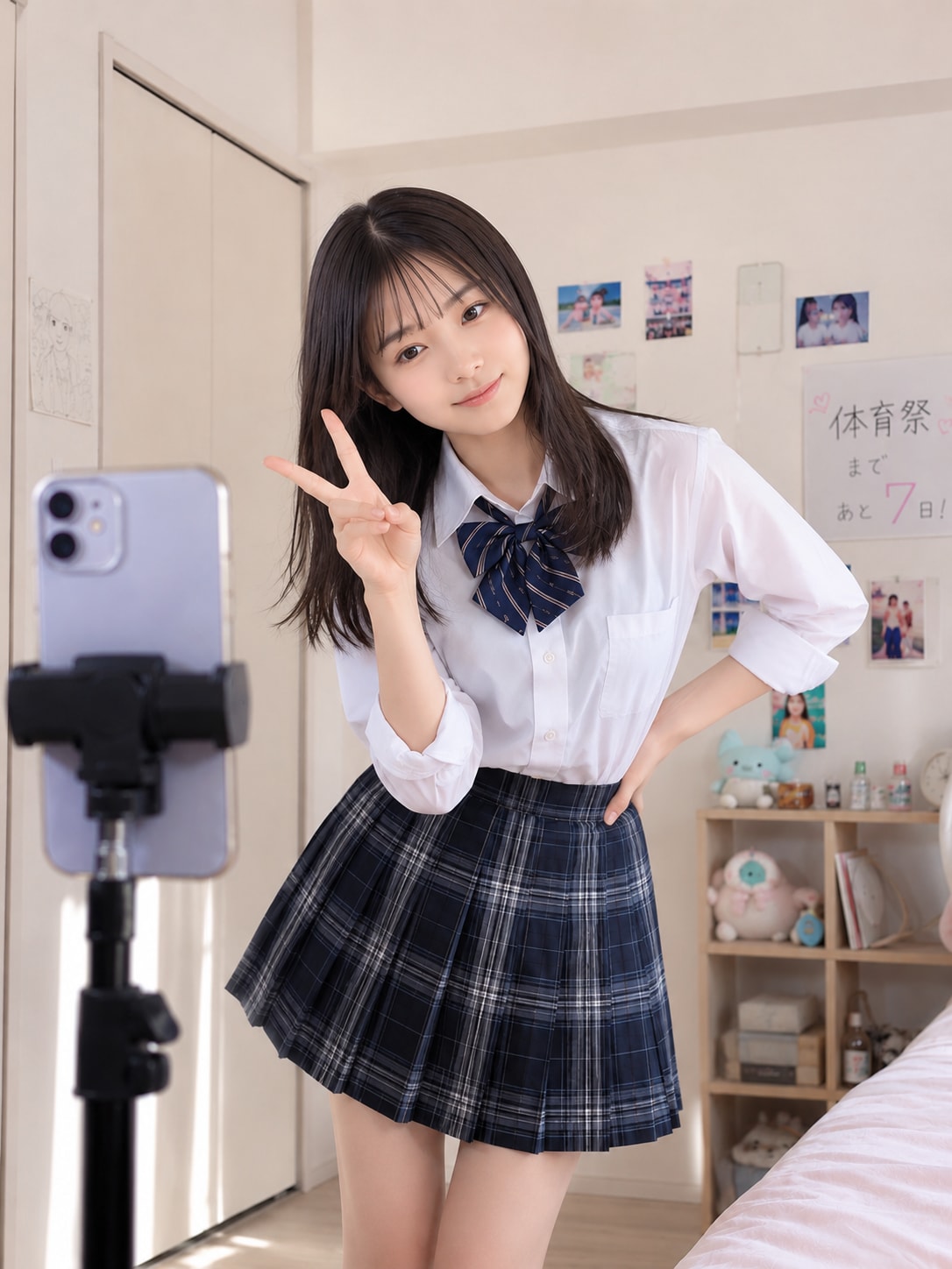 自撮りする女の子