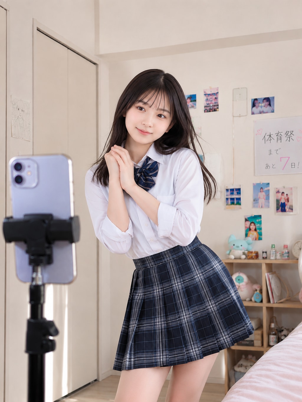 自撮りする女の子