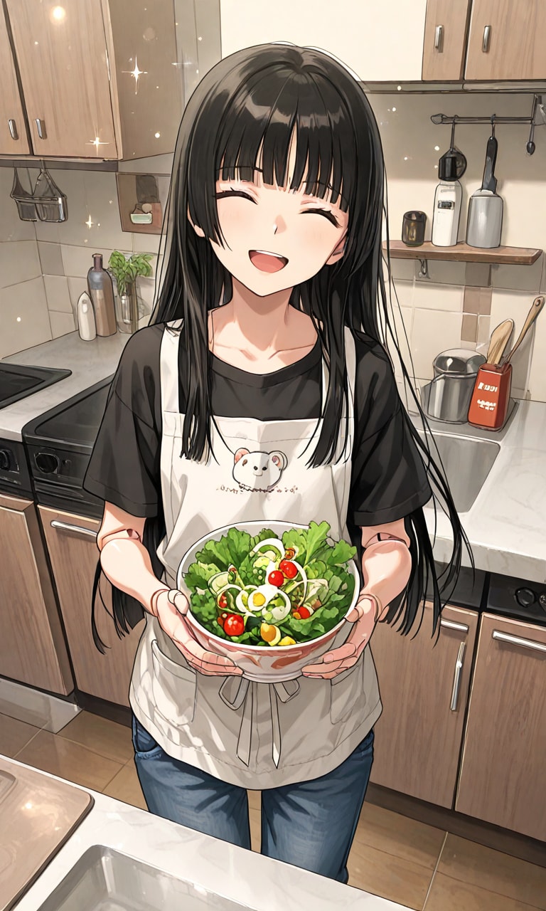 おとうさんのためにサラダつくったよ！