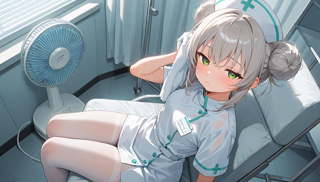 灰色髪ちゃんと暑い夏