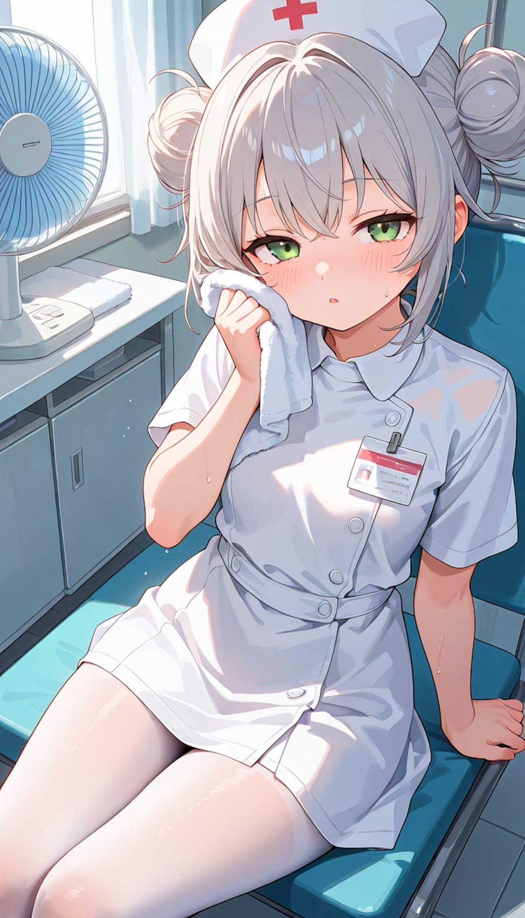 灰色髪ちゃんと暑い夏
