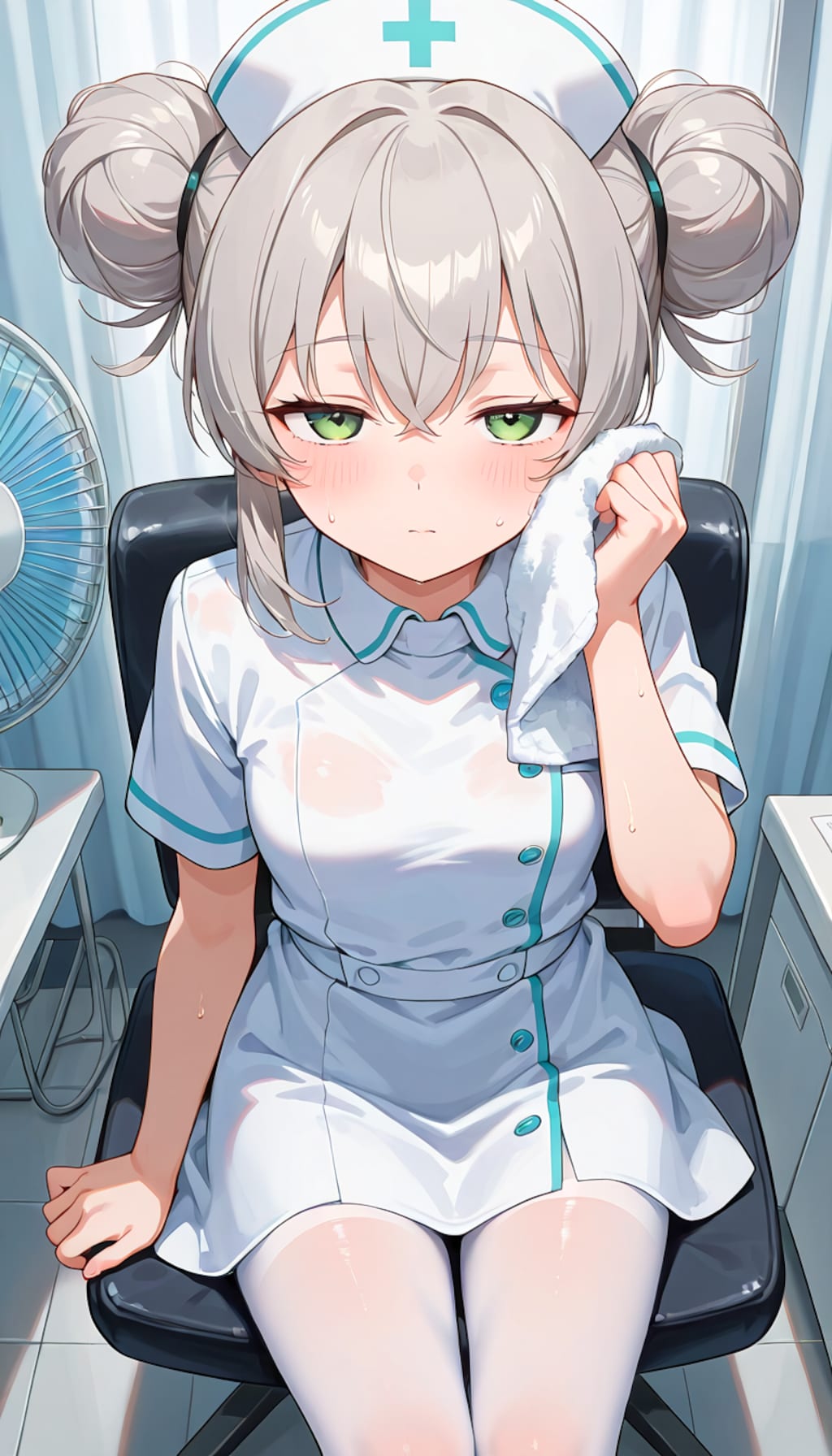 灰色髪ちゃんと暑い夏