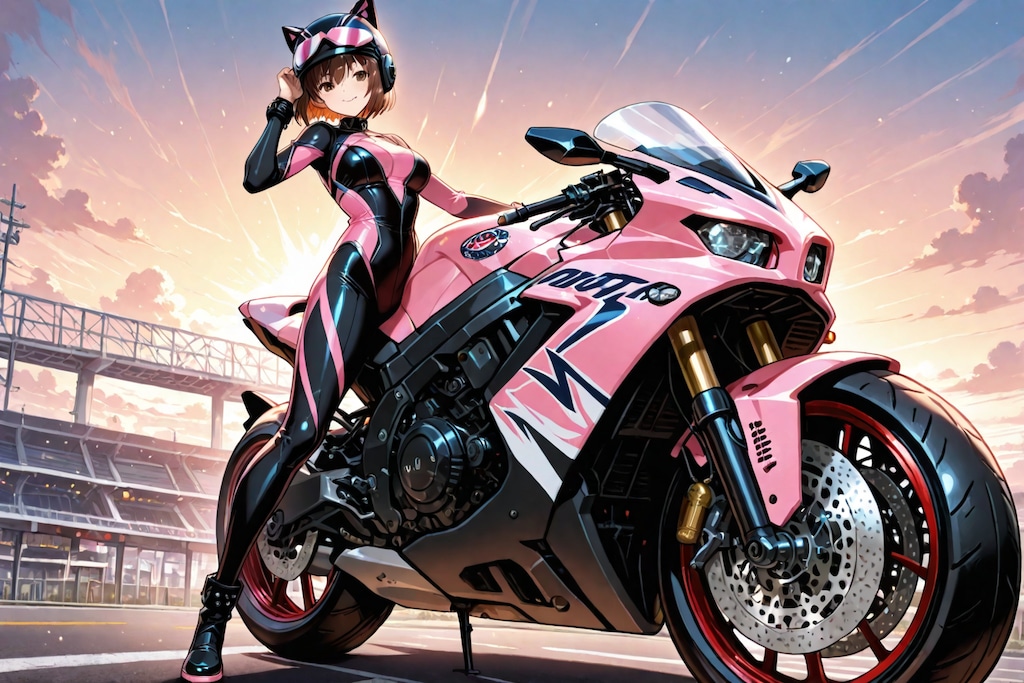 女の子とバイク