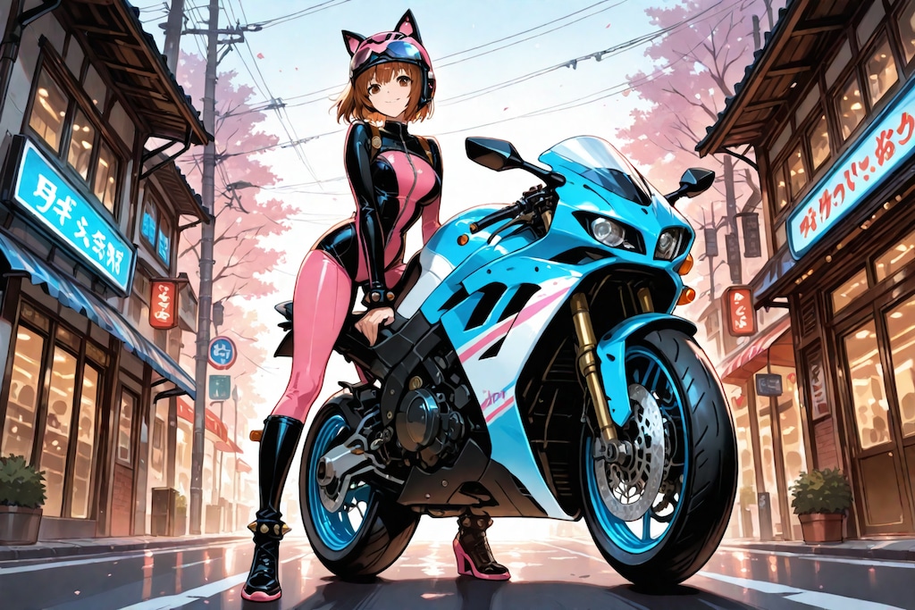 女の子とバイク