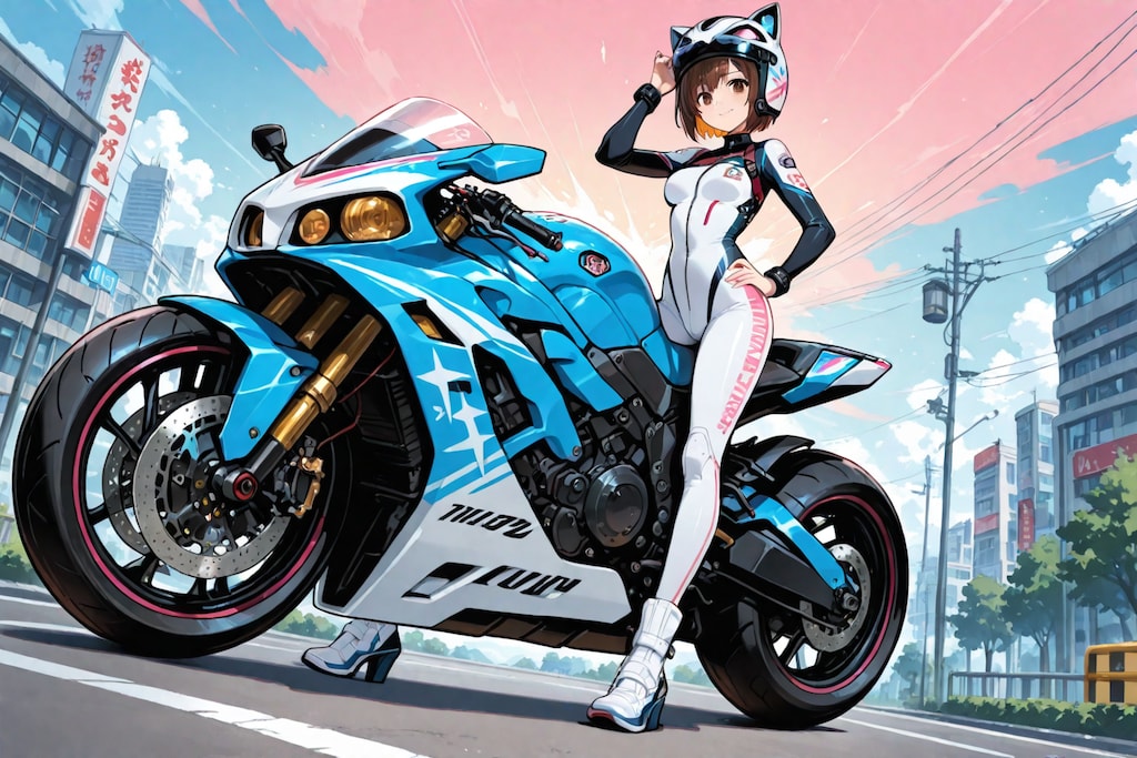 女の子とバイク