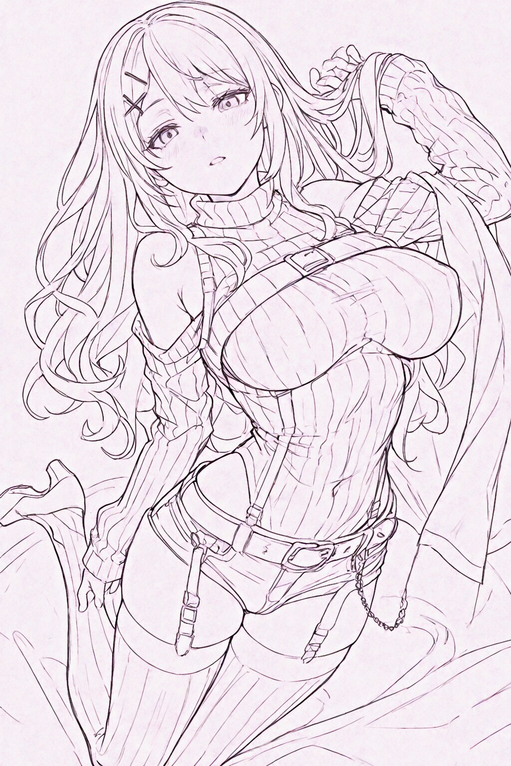 線画ラフ風ギャル