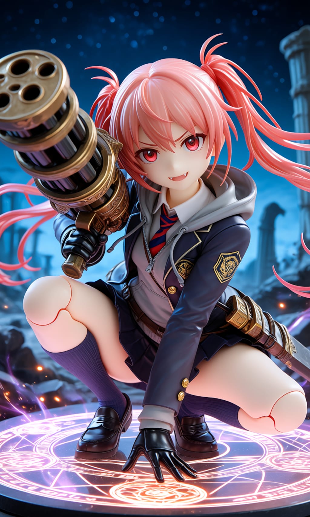異世界制服少女達　メカ娘　ガトリングガン使いの魔法少女　アクリルドールフィギュア