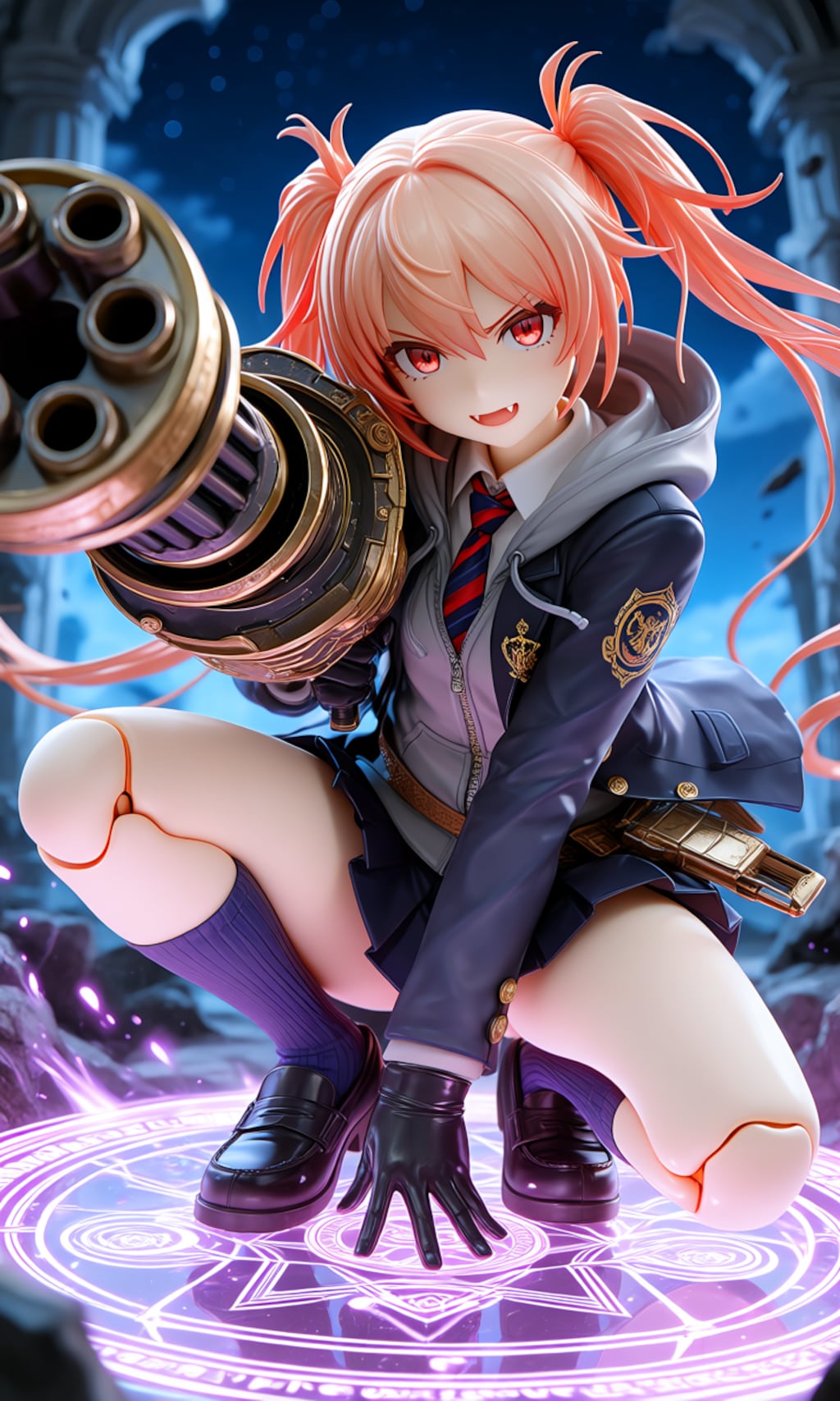 異世界制服少女達　メカ娘　ガトリングガン使いの魔法少女　アクリルドールフィギュア