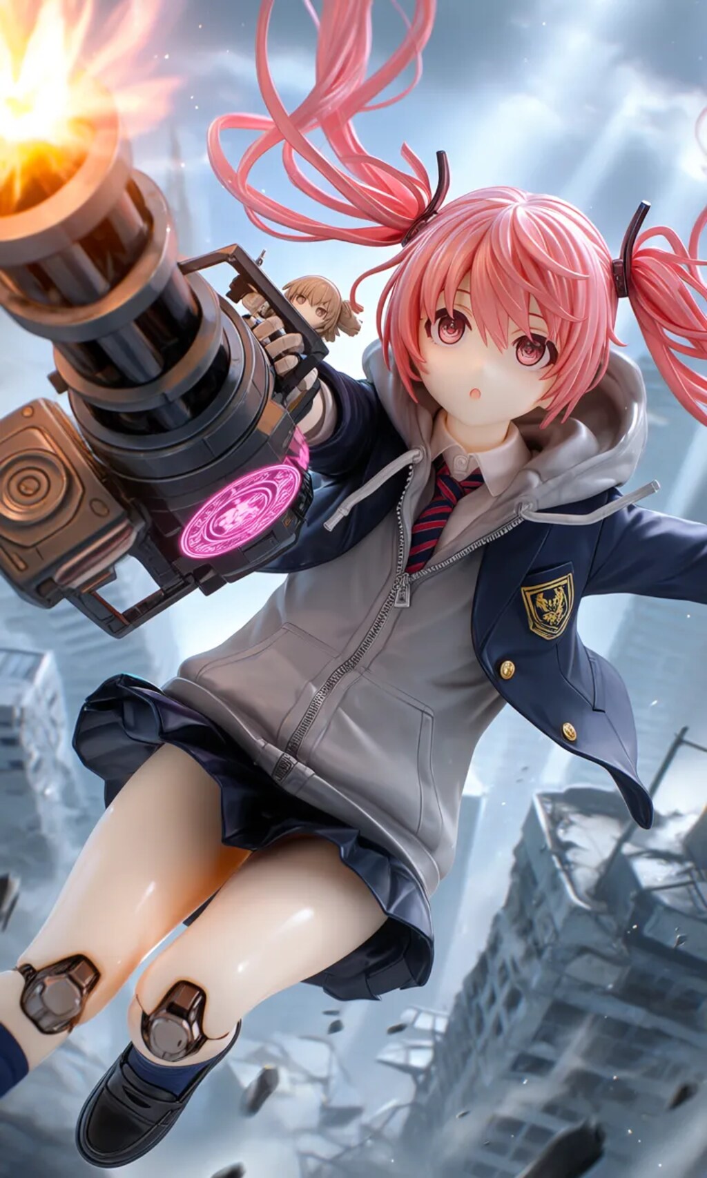 異世界制服少女達　メカ娘　ガトリングガン使いの魔法少女　アクリルドールフィギュア