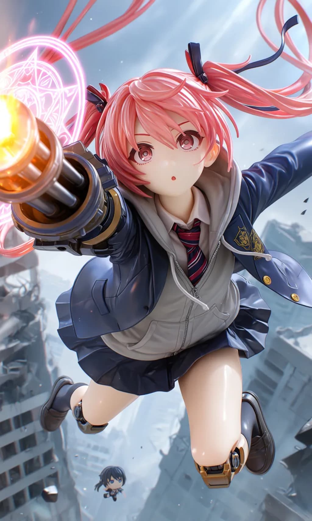 異世界制服少女達　メカ娘　ガトリングガン使いの魔法少女　アクリルドールフィギュア