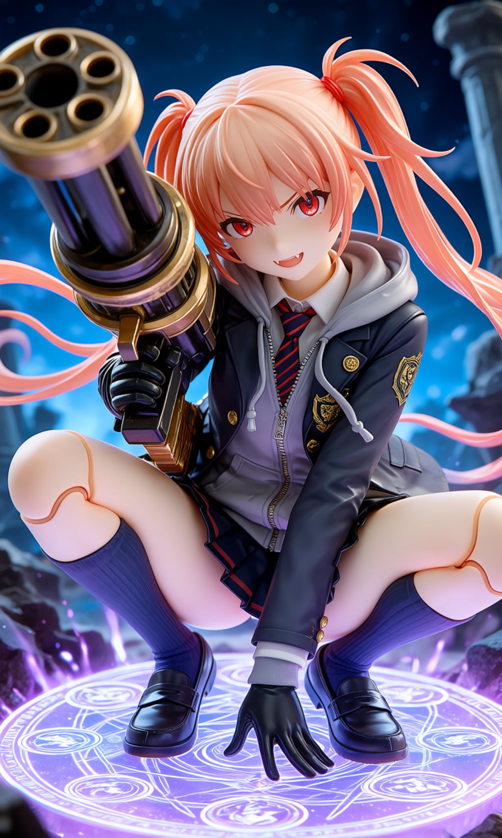 異世界制服少女達　メカ娘　ガトリングガン使いの魔法少女　アクリルドールフィギュア