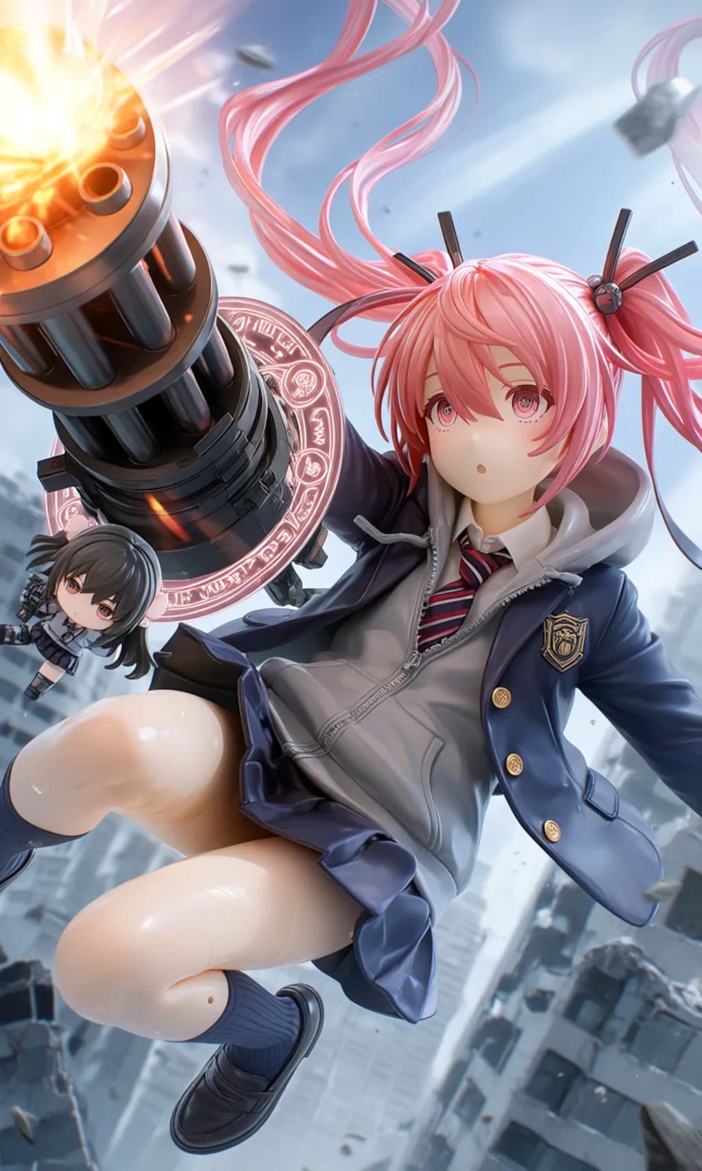 異世界制服少女達　メカ娘　ガトリングガン使いの魔法少女　アクリルドールフィギュア