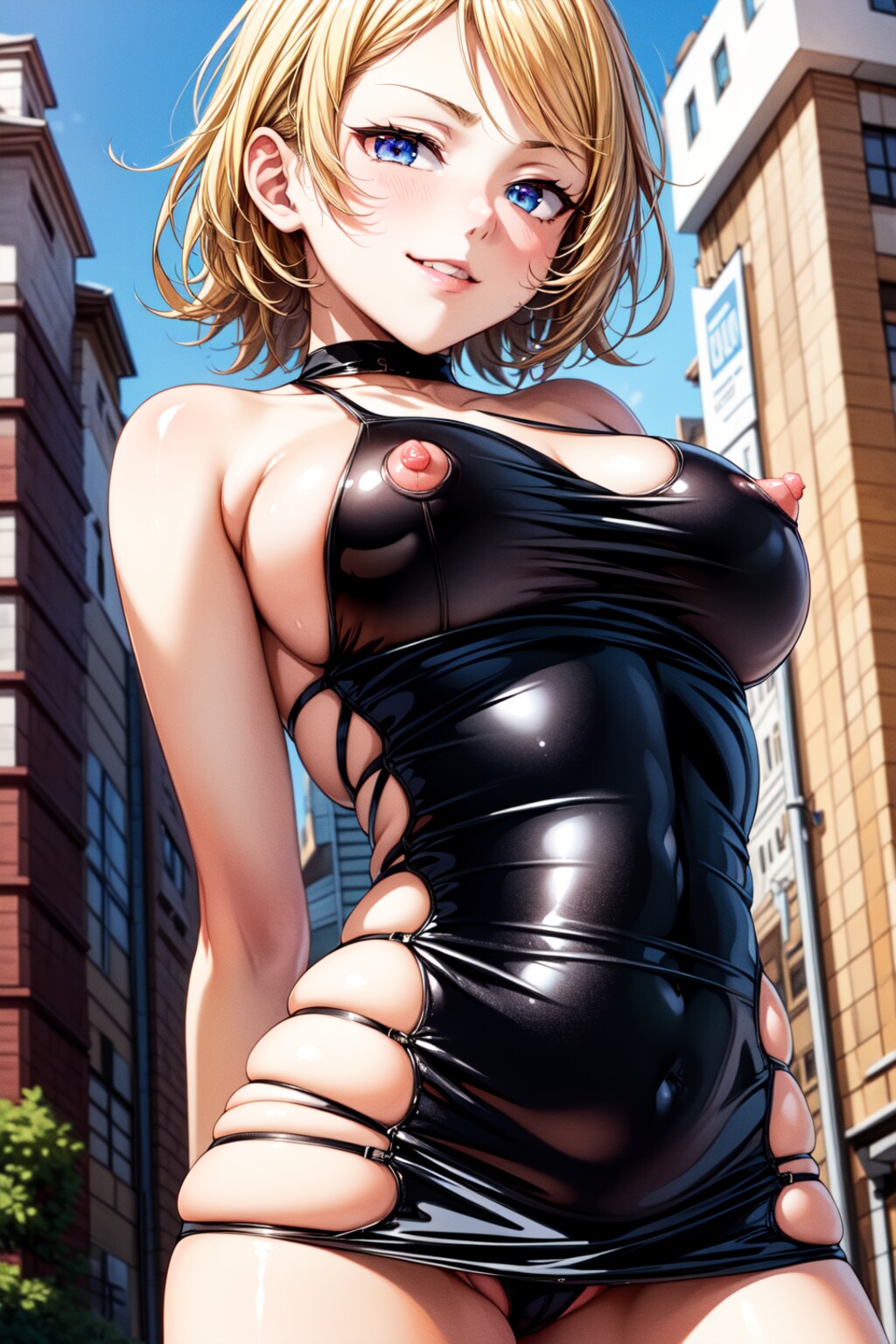 二次おっぱいポロリ246《金髪あみあみレオタード》