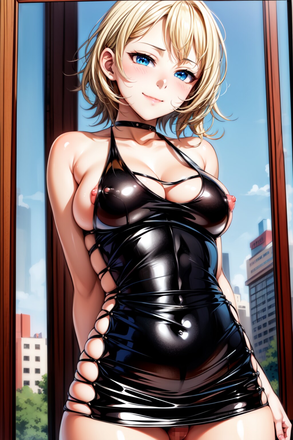 二次おっぱいポロリ246《金髪あみあみレオタード》