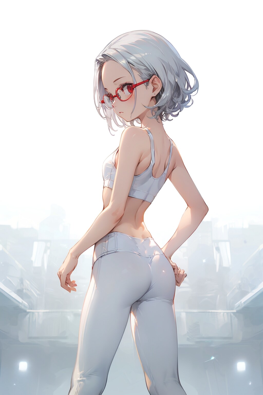 スポーツウェアの眼鏡っ娘