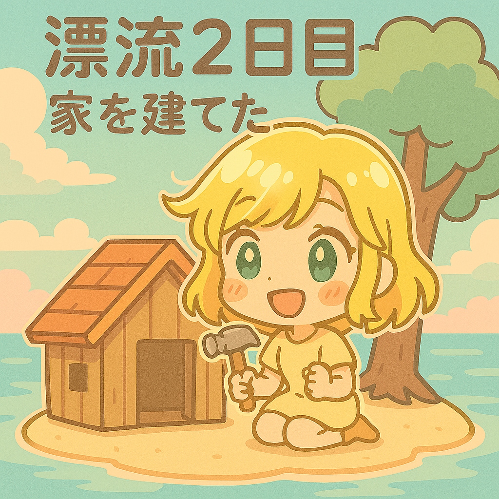 漂流２日目　家を建てた