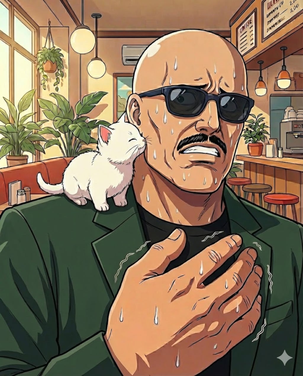 海坊主の肩に座る猫ちゃん