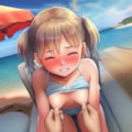 海水浴でこっそり乳首責めされている女の子 4枚目