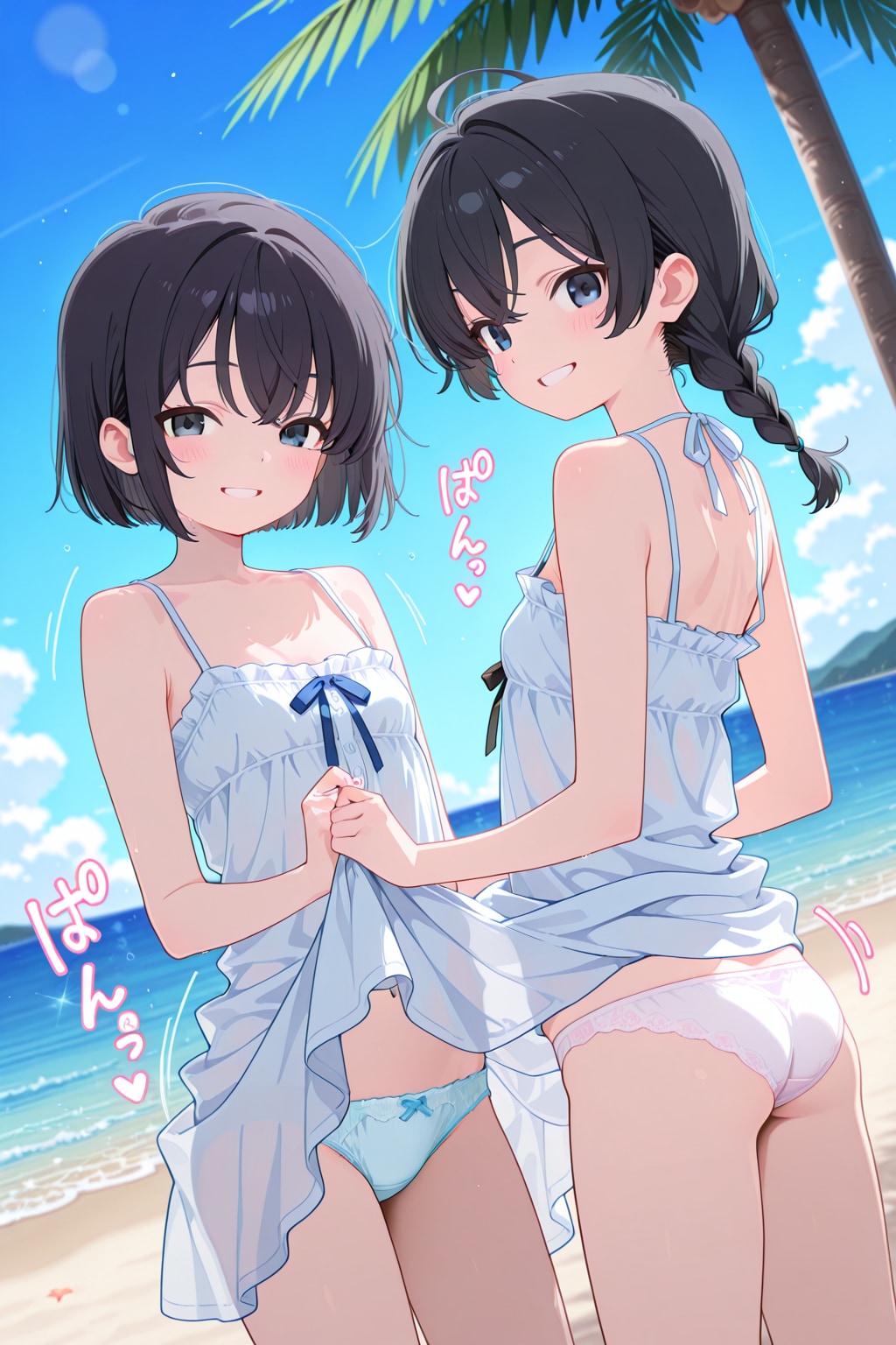レスガールズ、海でパンティみせて男誘ってる？