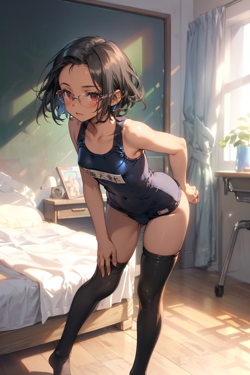 スク水の眼鏡っ娘