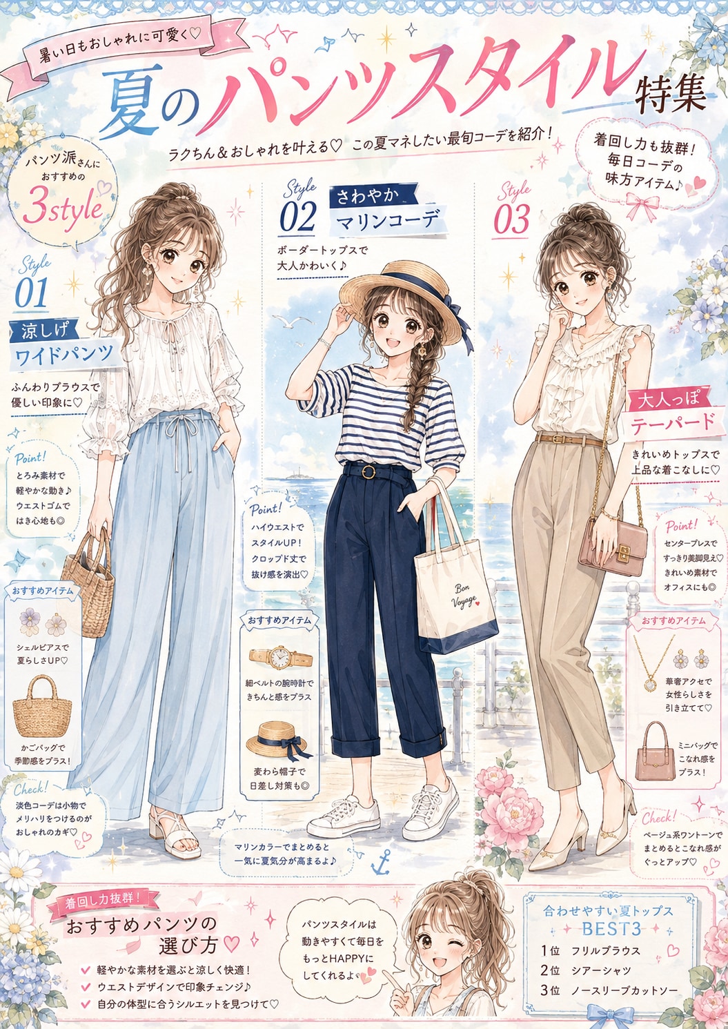 夏のパンツスタイル特集