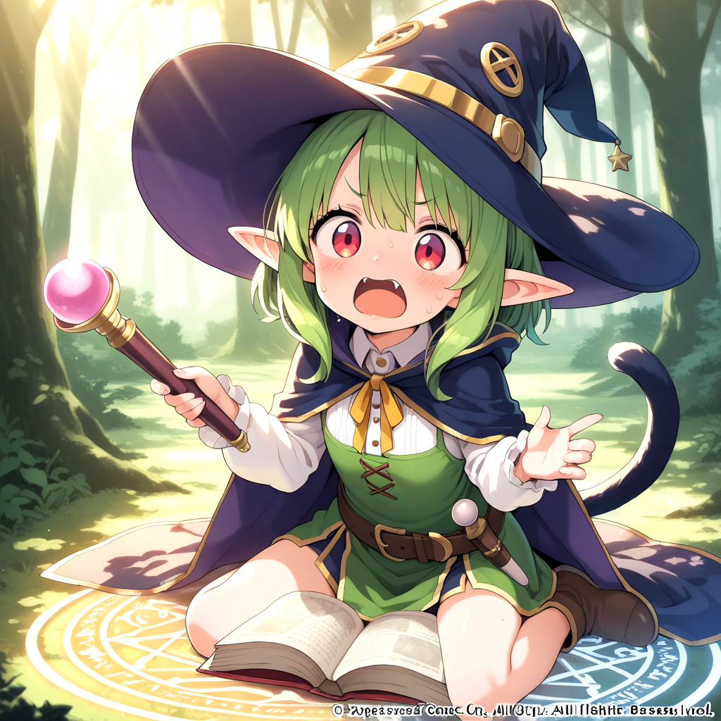 詠唱中に呪文を忘れてしまって焦るエルフさん