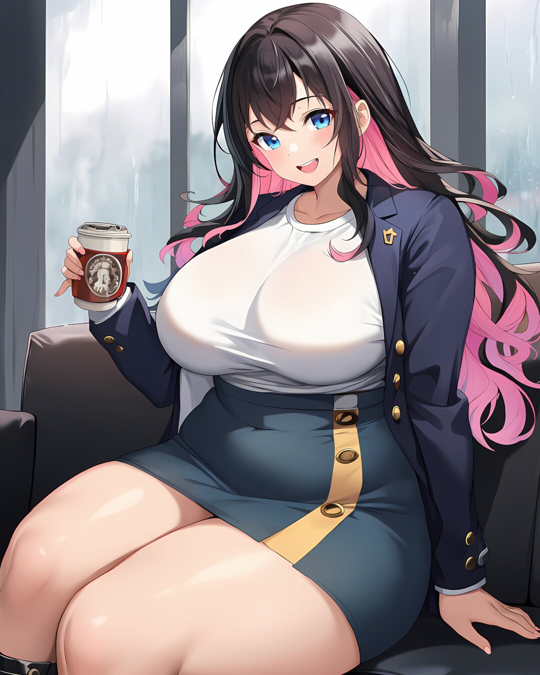 ☕雨の午後の休息タイム🍰ラウンジでココアと一息✨ | の人気AIイラスト・グラビア