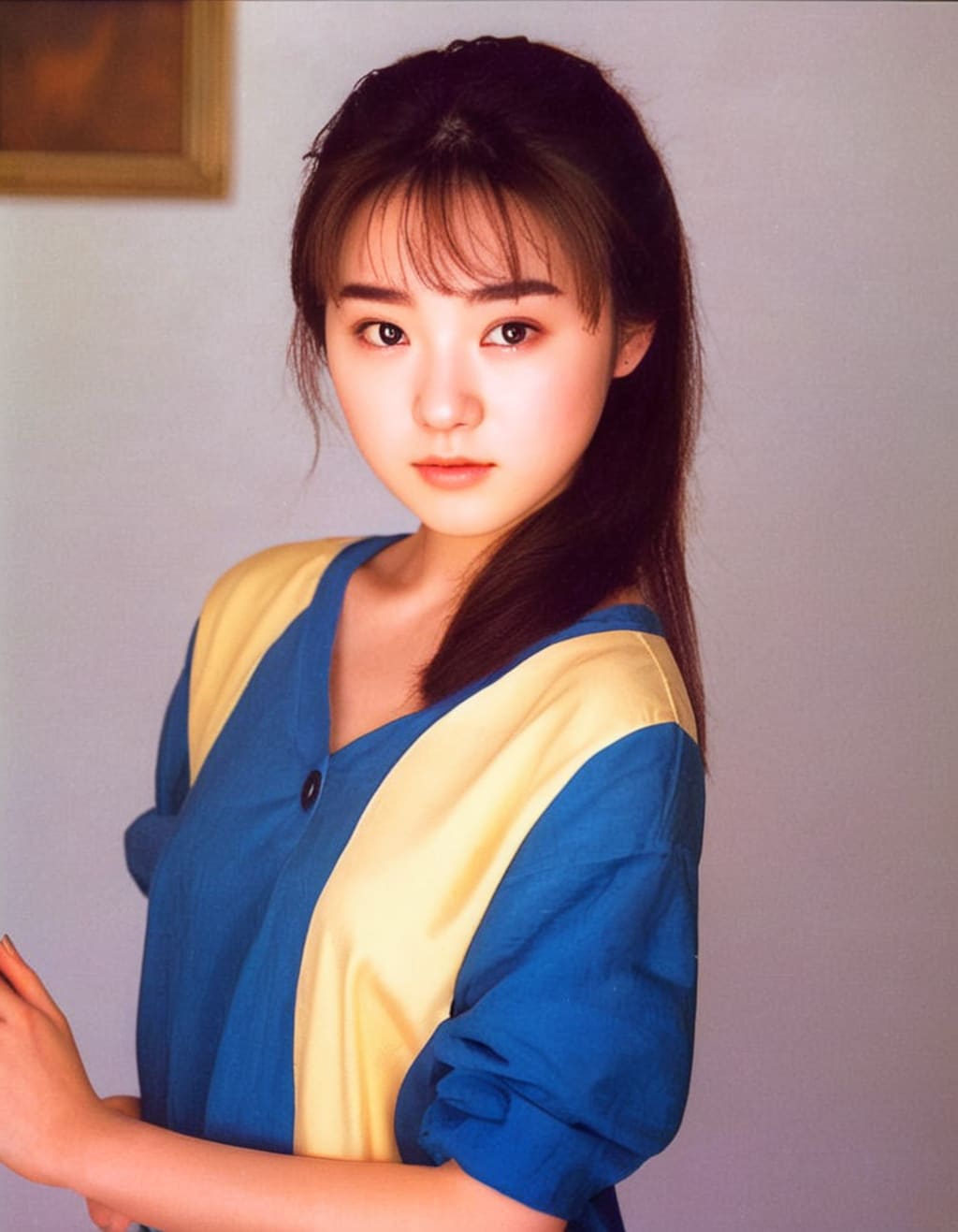 髪で隠れた眉