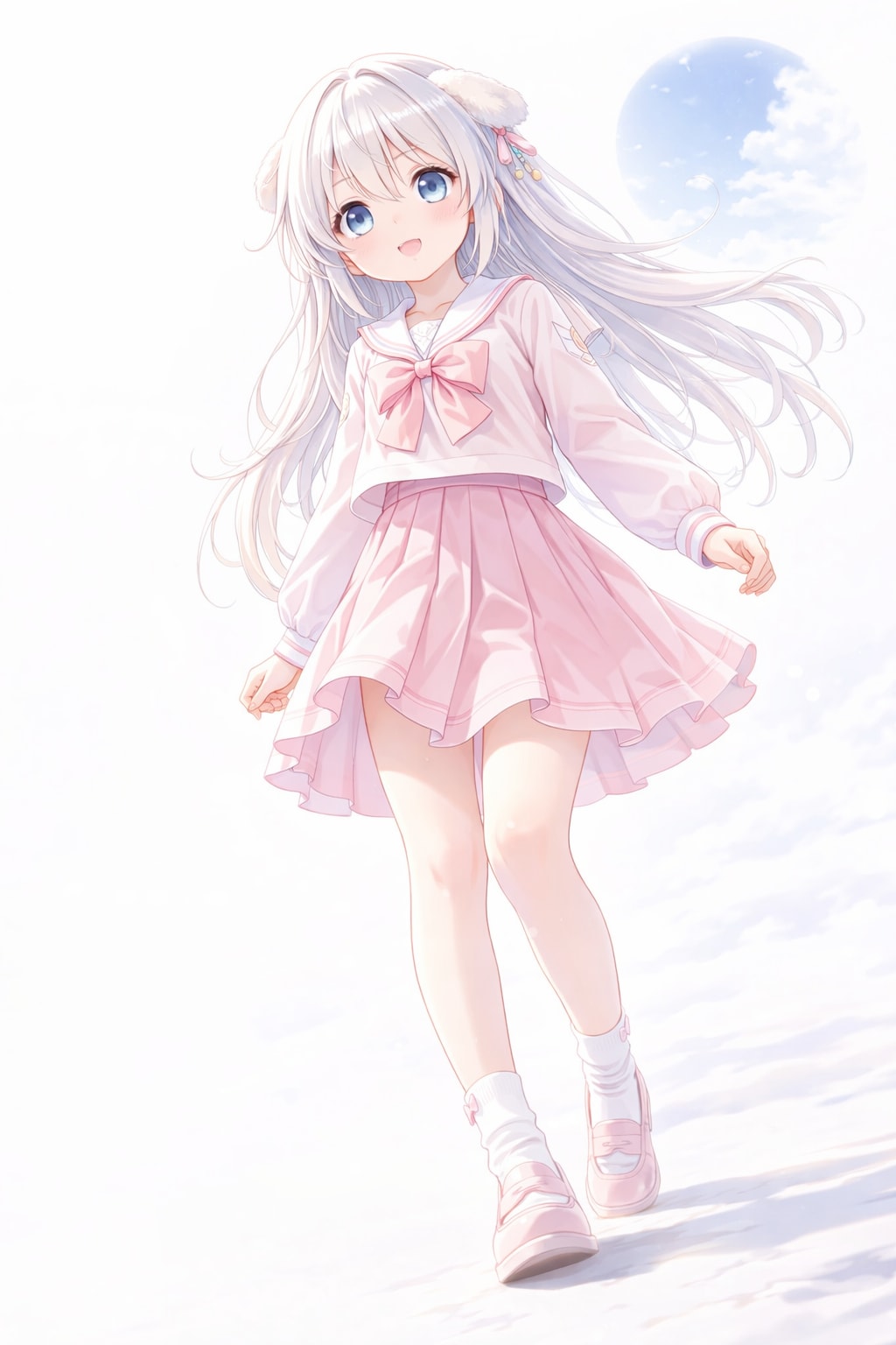 しゃがみこみ、見上げる