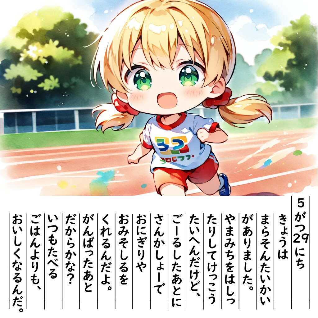 【絵日記】まらそんたいかいです