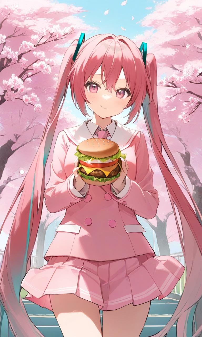 桜ミクさんとハンバーガー