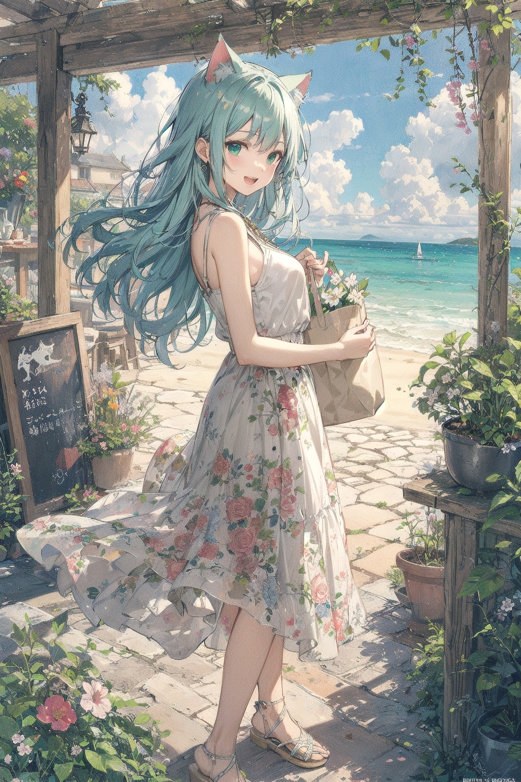 夏の花柄コーデ🐱✨