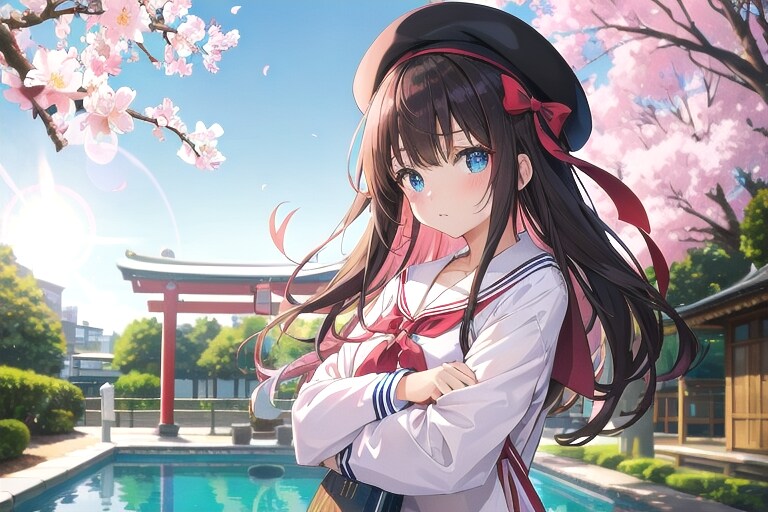 神社にて