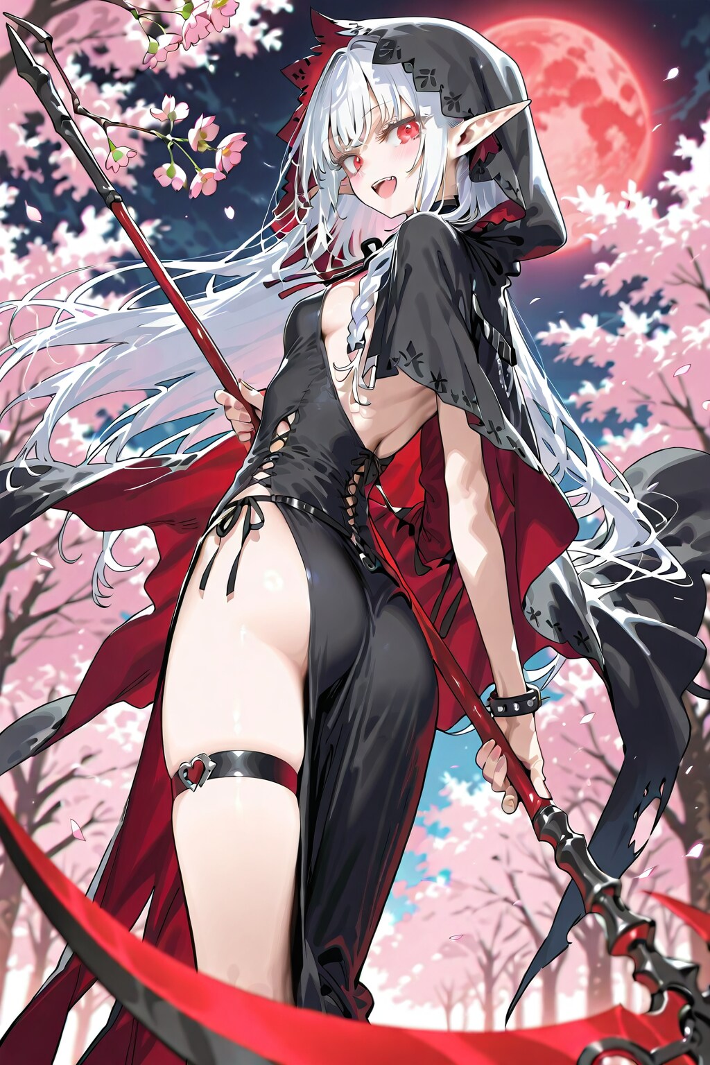 桜とエルフの女の子
