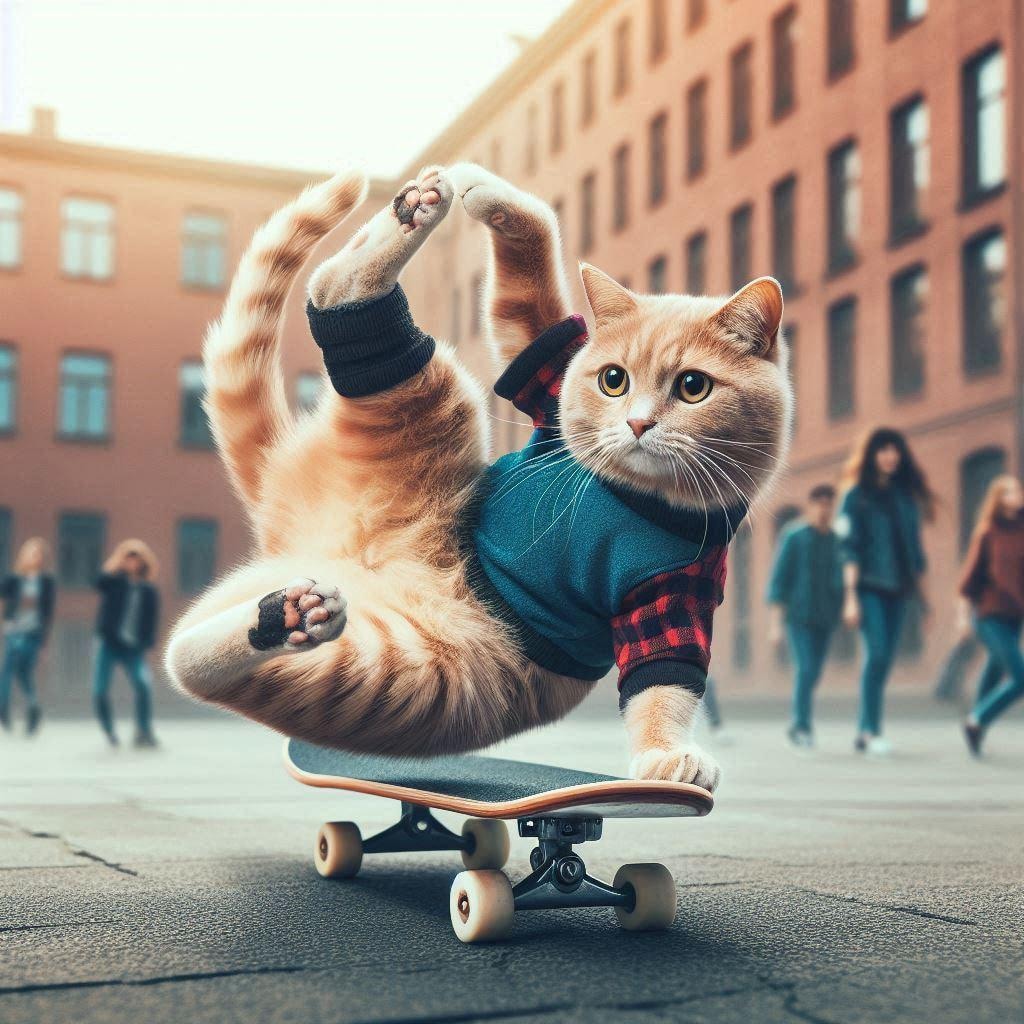 スケボーする猫