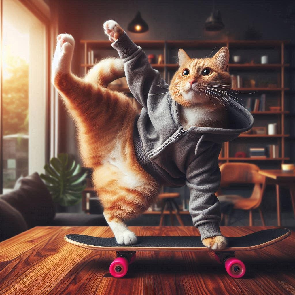 スケボーする猫