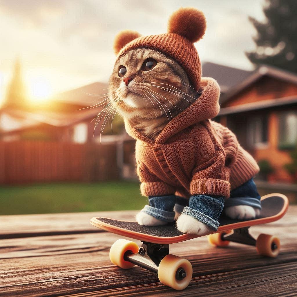 スケボーする猫