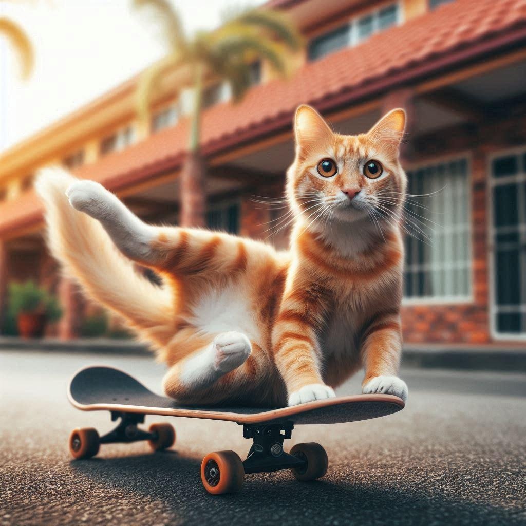 スケボーする猫