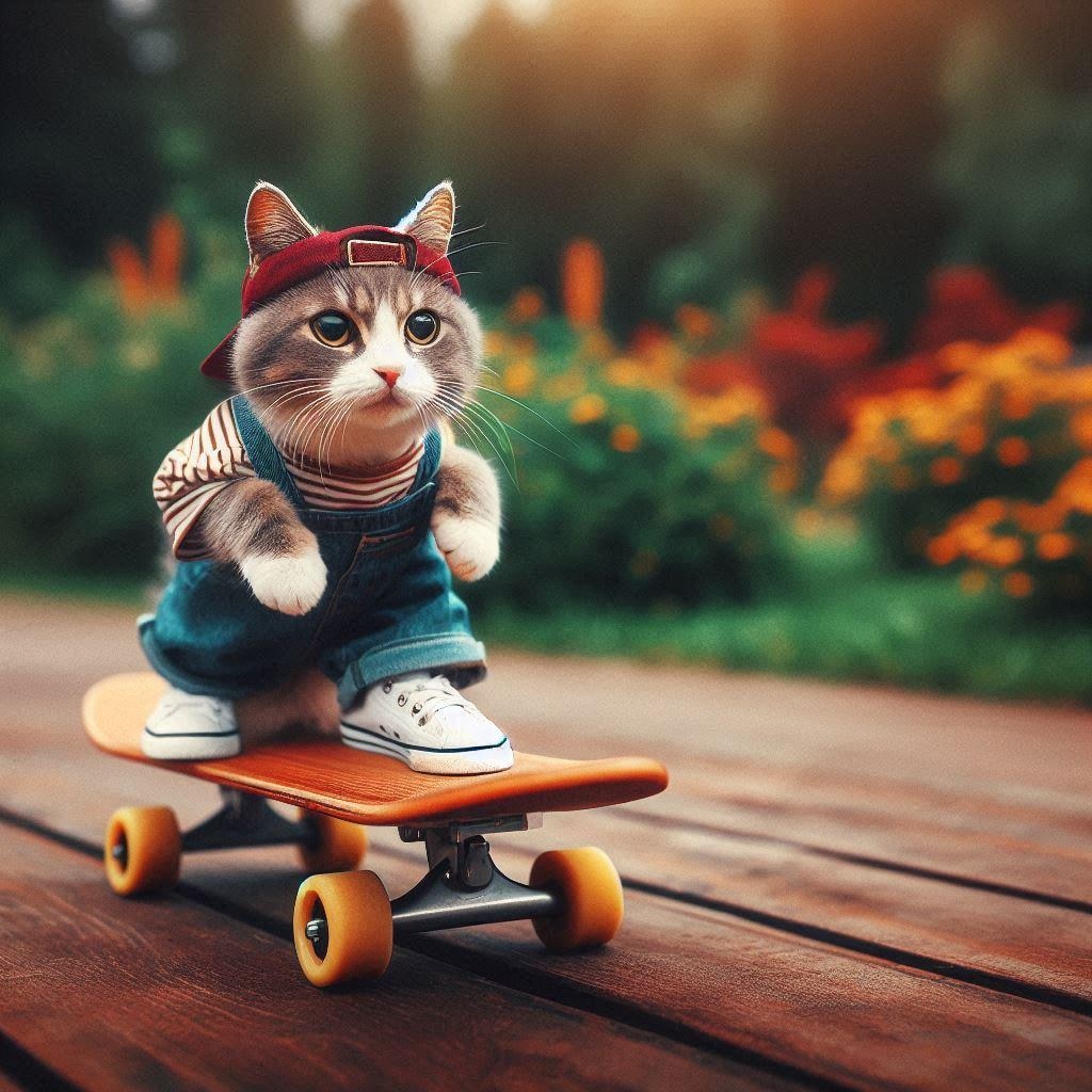 スケボーする猫