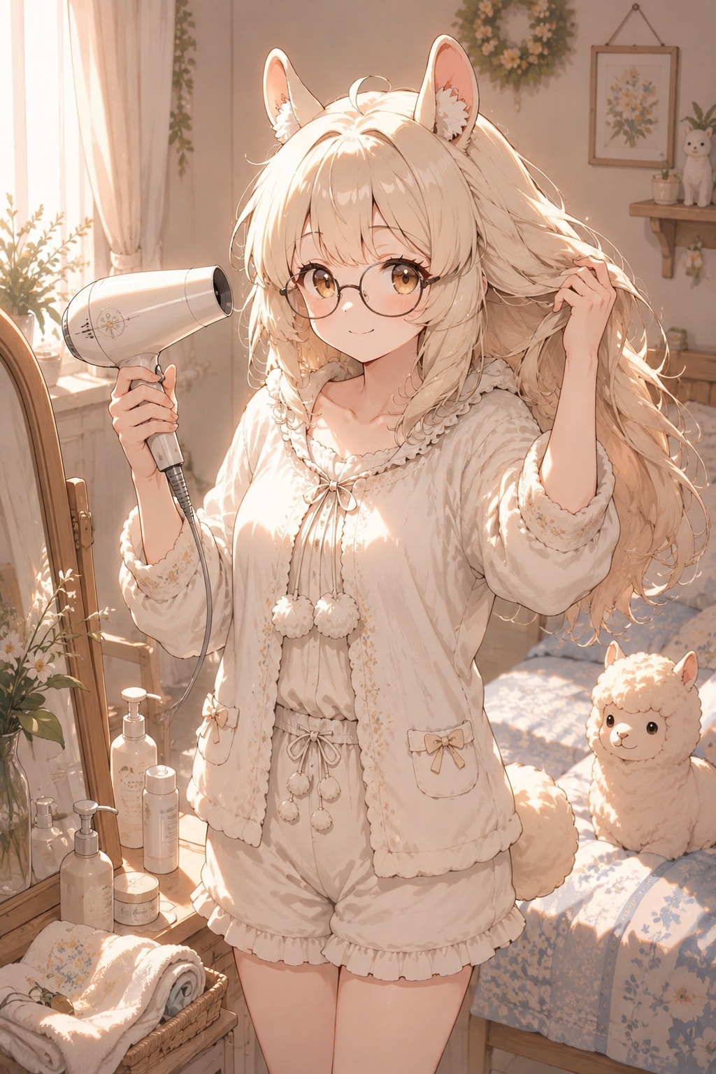 アルパカちゃんの朝の身支度