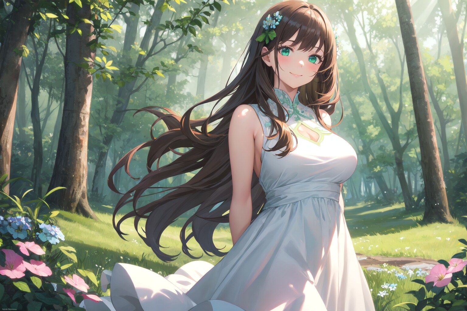 白いドレスと森