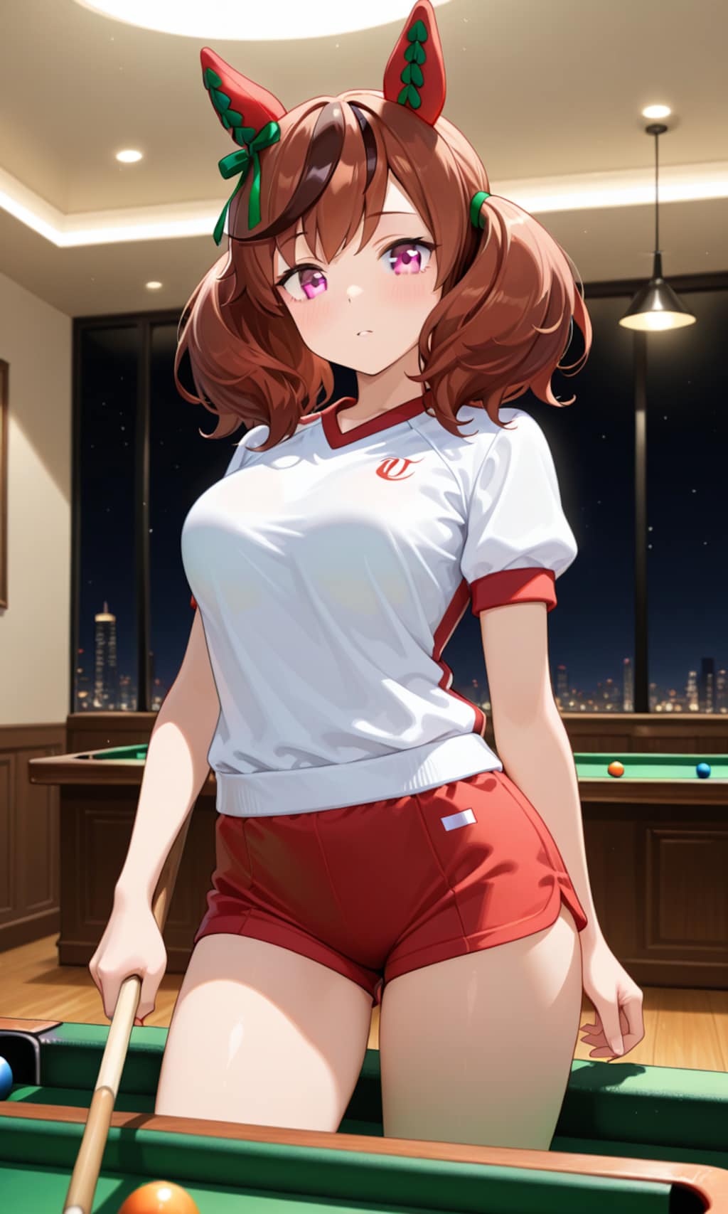 ビリヤードをやってみるネイチャさん