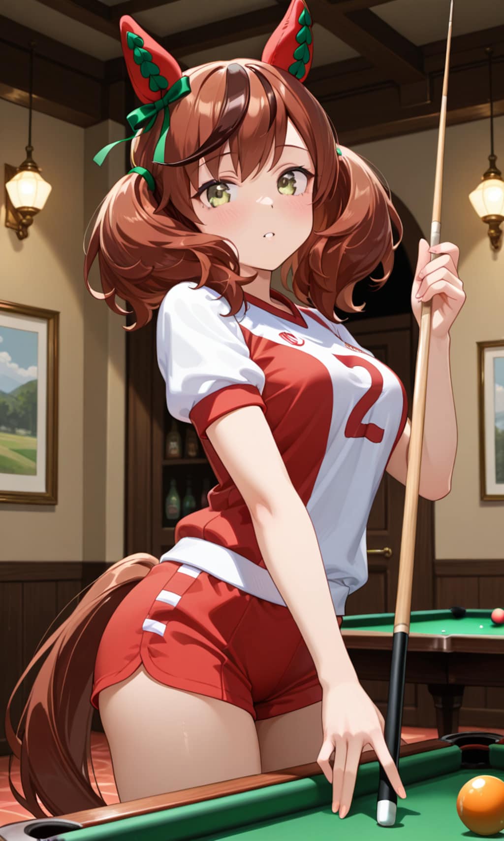 ビリヤードをやってみるネイチャさん